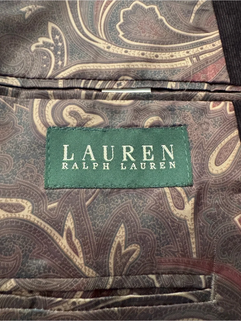 Lauren Ralph Lauren Vintage Black Corduroy Blazer Sport Coat Paisley Lined 48R